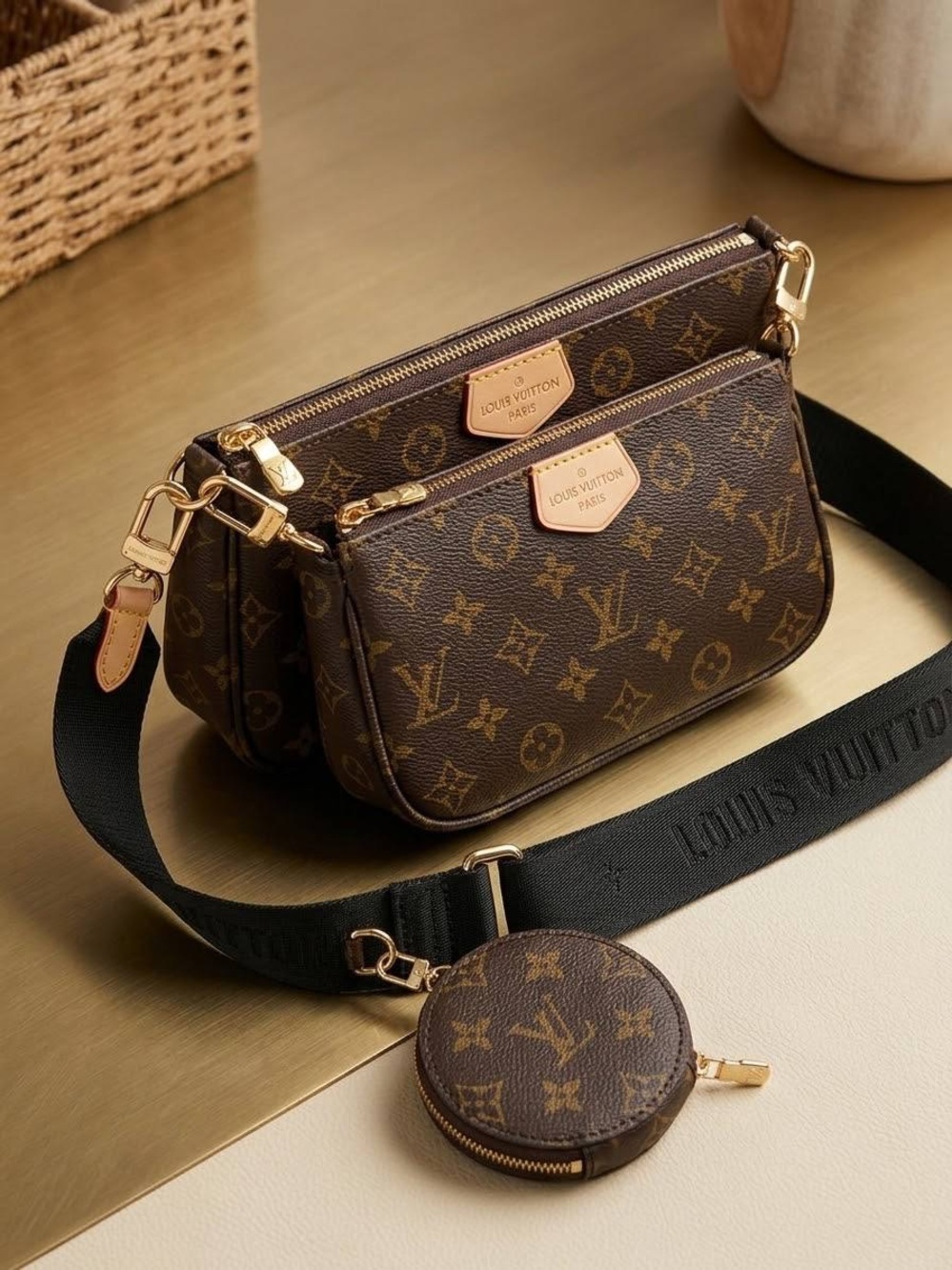 1.1Louis Vuitton Brown Monogram Multi-Pochette Crossbody Bag